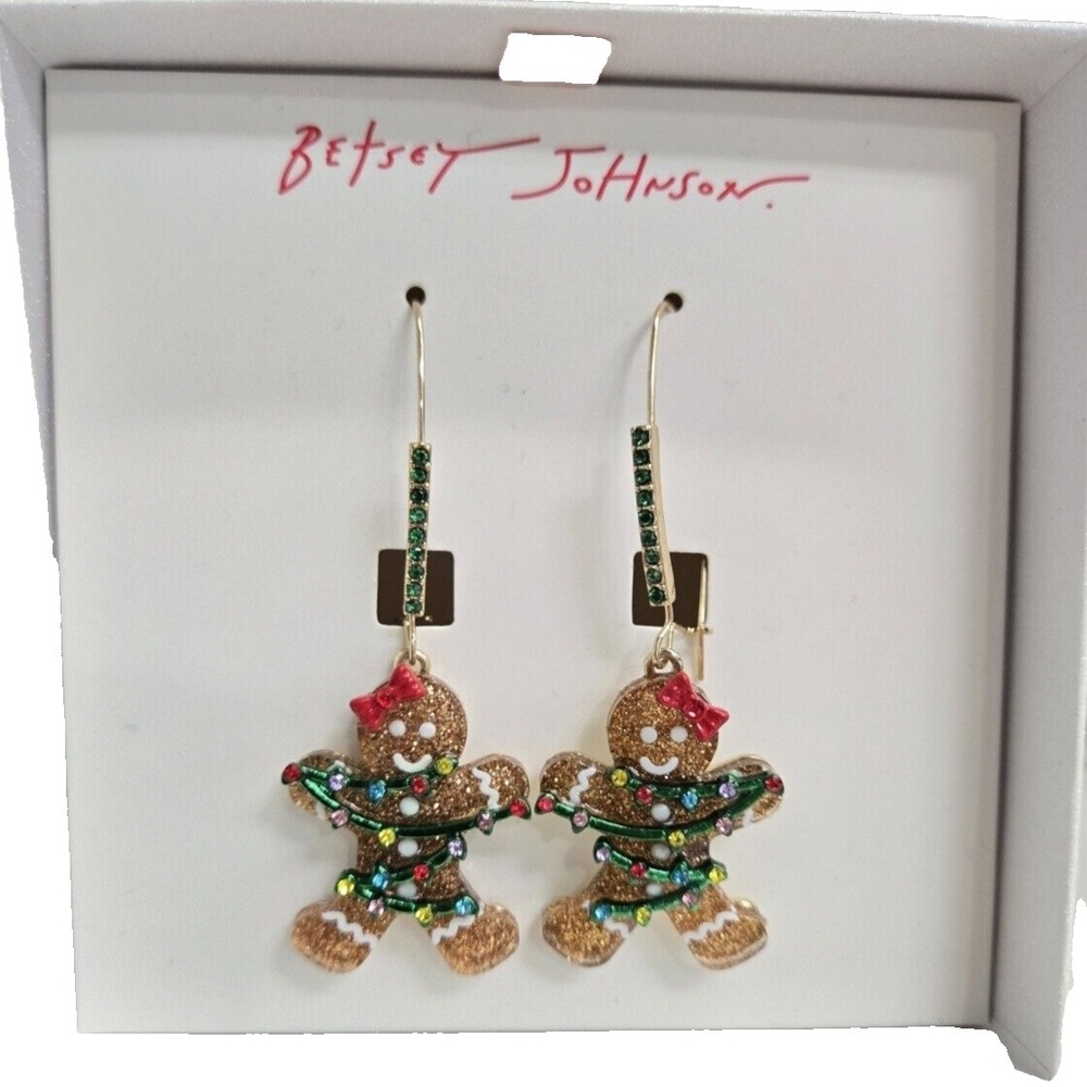 Betsey Johnson Festive Gingerbread Men Earrings